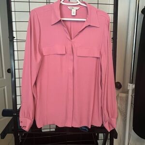 White House Black Market Pink Long Sleeve Blouse